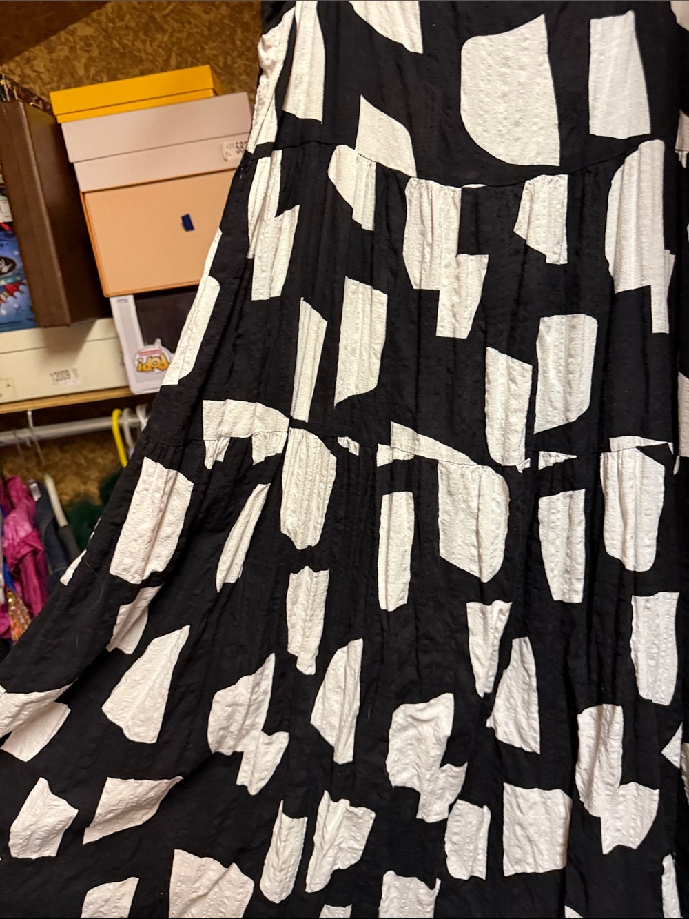 Black and White Abstract Print Maxi Dress - Picture 4 of 5